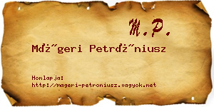 Mágeri Petróniusz névjegykártya